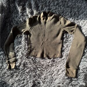 TNA Khaki Ribbed Long Sleeve Top